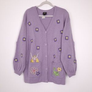 Disney Princess Tangled cardigan Rapunzel Pascal lanterns embroidered purple